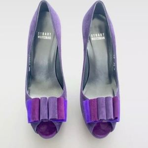 Stuart Weitzman High Heel shoes 5 38 Purple Blue Real Leather Box indigo Party